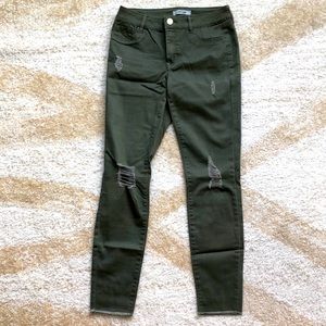 Hunter green distressed jeans